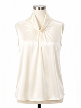 Michael Michael Kors NWT Ivory Sleeveless Mock Neck Stretch Silk Top 16 Career